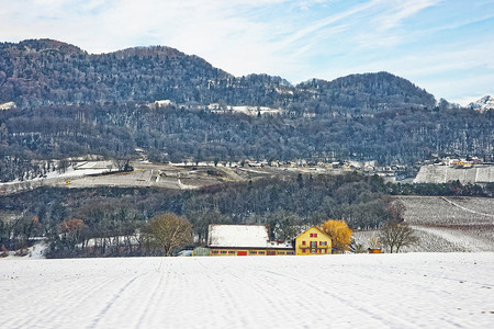 在下雪的冬天瑞士乡村景观瑞士是欧洲的一个瑞士有高山图片