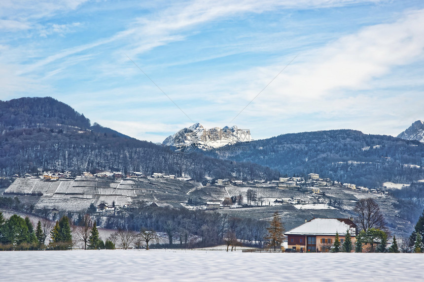 下雪的冬天瑞士乡村景观瑞士是欧洲的一个瑞士有高山图片