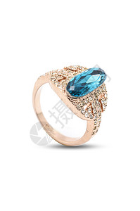 白色背景上带有蓝色石头的戒指背景图片