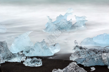 冰岛南部美丽的海滩黑色熔岩图片