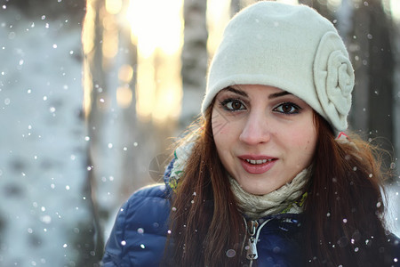 雪冬天肖像女图片