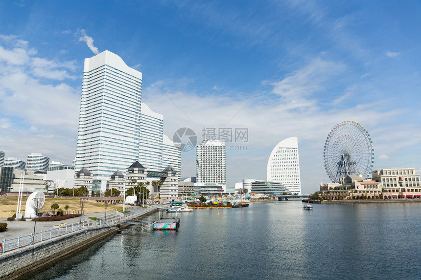 横滨城市天线现代建筑物与图片