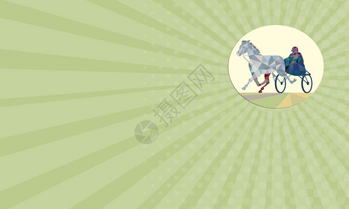 商业卡片显示低多边形风格的马和骑师赛马图案图片