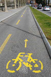 黄箭和自行车标志路上自行车图片