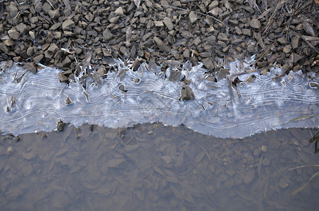 岸边结冰的水图片