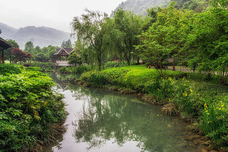 Zhangjiajie入口公园布景场的广隆东风景区图片