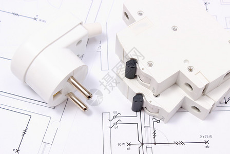 建筑房屋工程配件能源概念等建筑图纸上的电塞和导火线图片