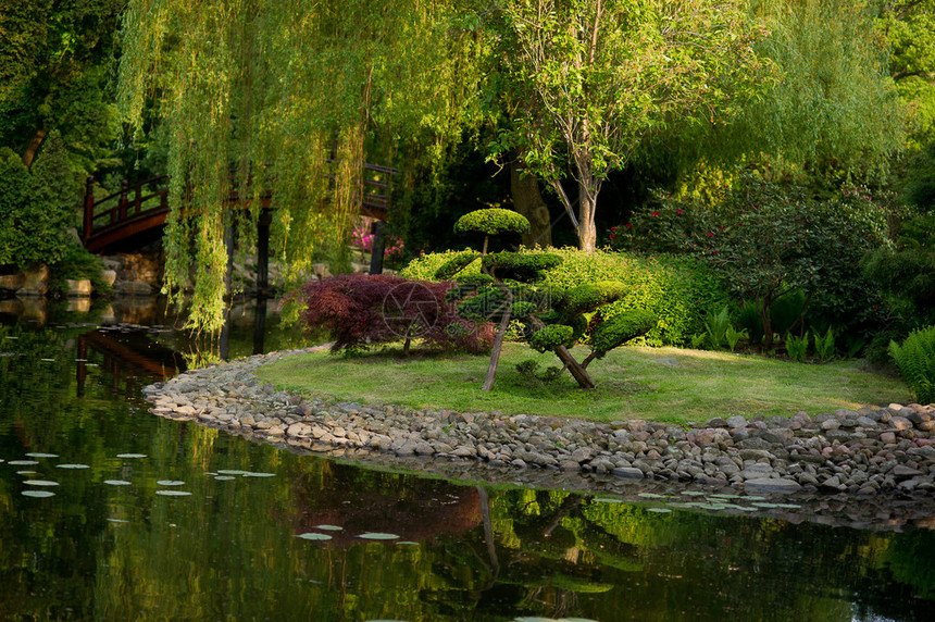 日本庭园风景如画的一角图片