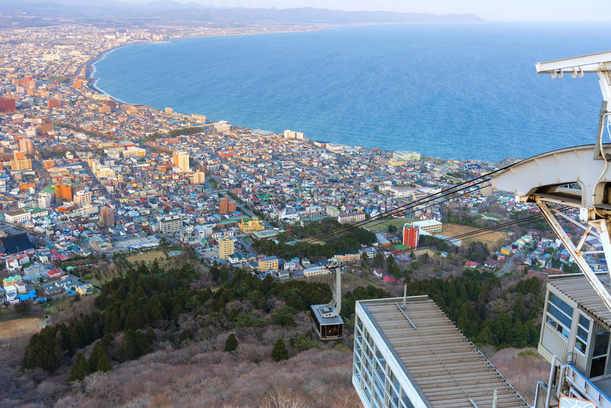 日本北海道HakodateMtHakodate山有城市图片