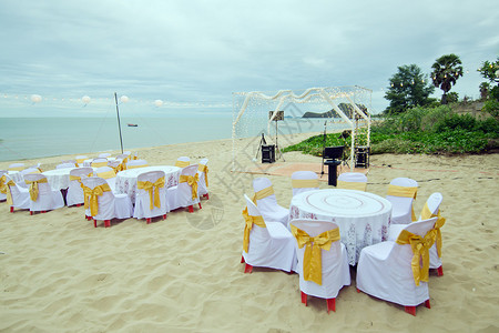 海边的婚礼有树天桌图片