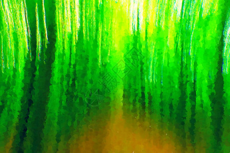 水彩油漆油漆效应森林中模糊和无重点的新鲜绿色颜正路图片