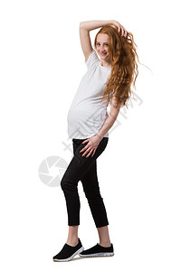年轻孕妇在白图片