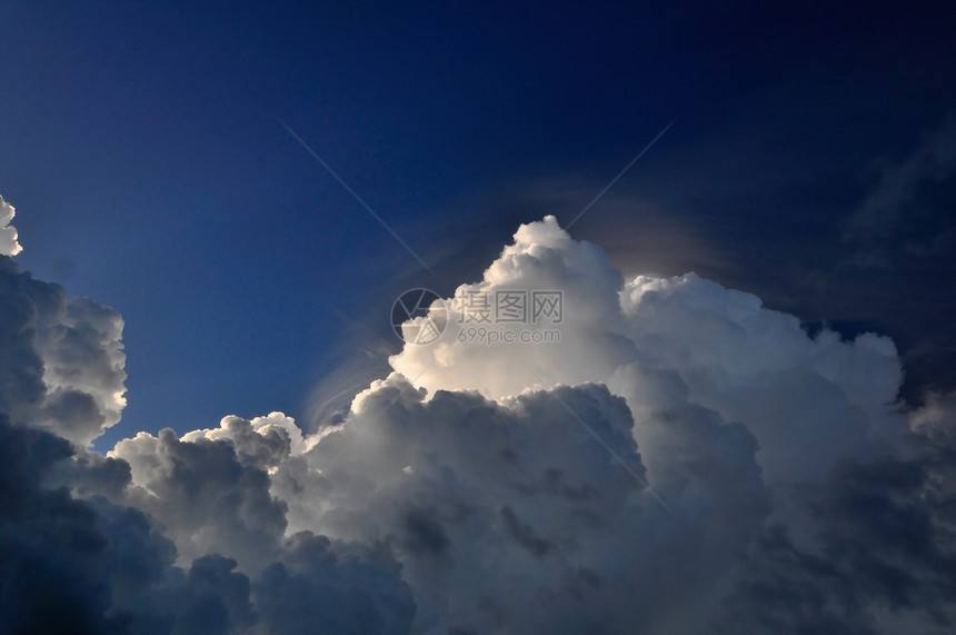 蓝色天空上美丽的白云自然背景图片