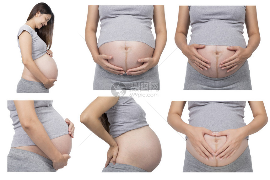 以不同姿势收集孕妇的体积白种图片