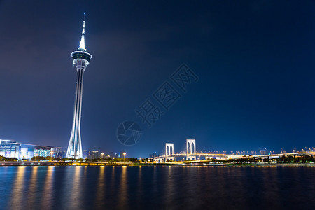 夜间风景优美的澳门天际线图片