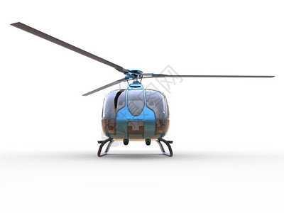 穿白制服的蓝民用直升机3图片