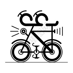 白色背景上孤立的自行车图标黑色符号以平图片