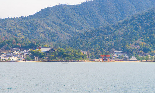从渡轮看宫岛风景背景图片