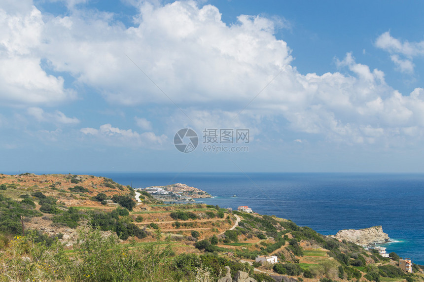 希腊克里特岛海岸全景图片