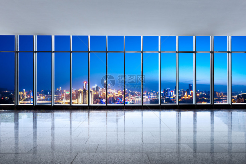 重庆的城市风景和天空线在玻璃图片