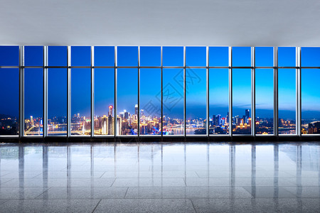 重庆的城市风景和天空线在玻璃图片