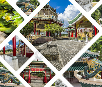 菲律宾宿务道寺的拼凑旅行背景图片