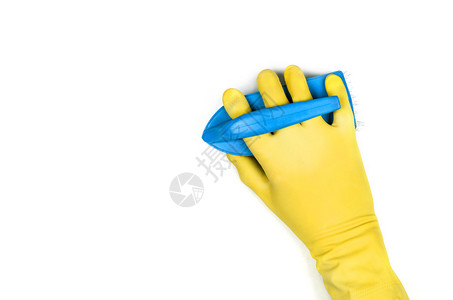 男人或女人在白色背景上的手清洁图片