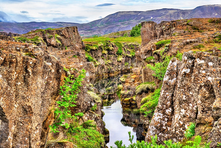 冰岛Thingvelllir公园地壳板块图片