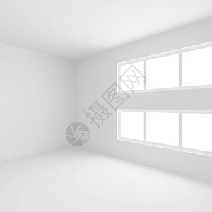 3d说明白内设计有窗口的空房间摘要建筑背图片