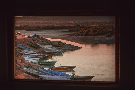 伊朗Queshm岛Tabl村的沿海渔图片