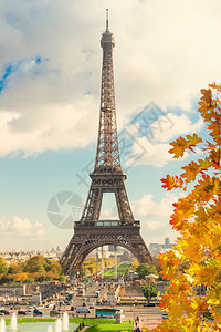 秋天埃菲尔铁塔和巴黎市风图片