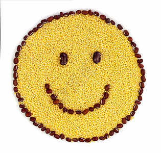 SMILEY脸孔由小米和红豆有机种子制成图片