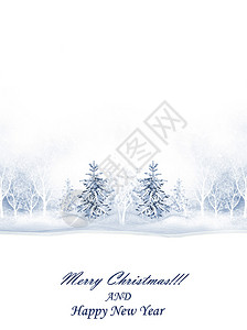 冬季风景雪覆盖树木新年快乐图片