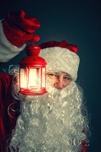 圣誕老人的肖像和灯图片