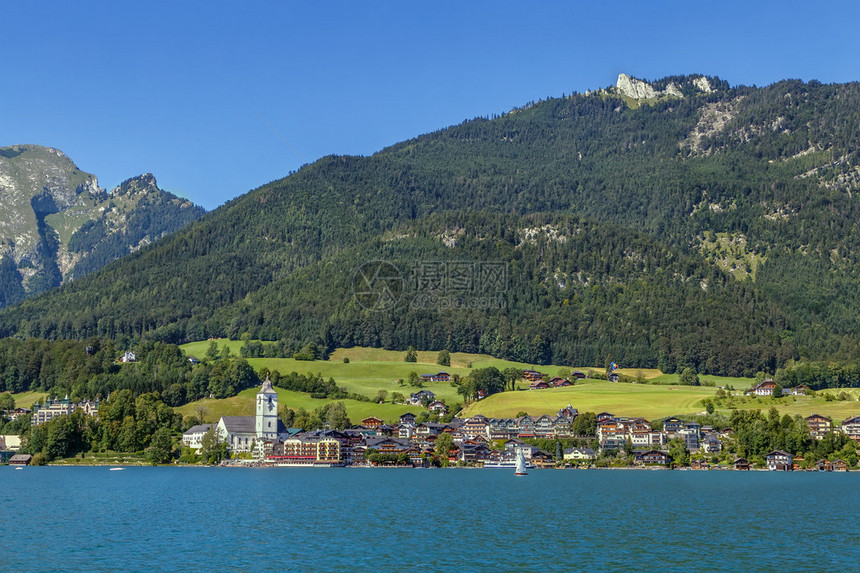 奥地利沃尔夫冈西湖的圣图片