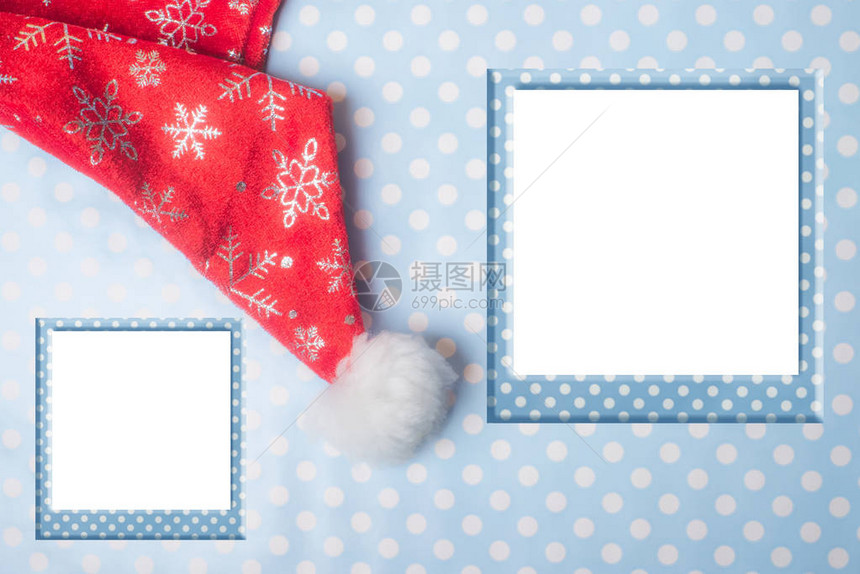 圣诞照片框贺卡Polkadot纸上的圣诞图片