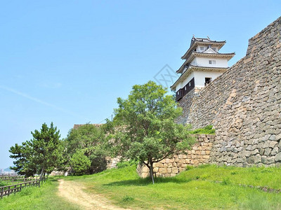 是日本香川县丸龟市的一座日本城堡高清图片