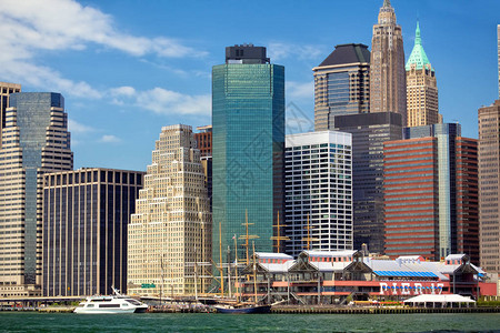 曼哈顿下游城市摩天大楼横图片