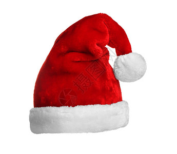 圣诞老人的红色帽子在白图片