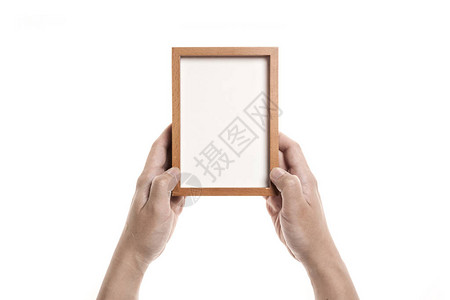 男人手握空白照片图片框图片