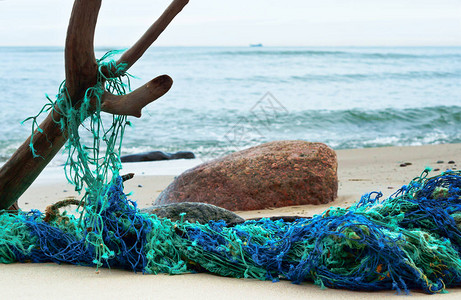 渔网海洋网用于捕鱼岸上的网图片