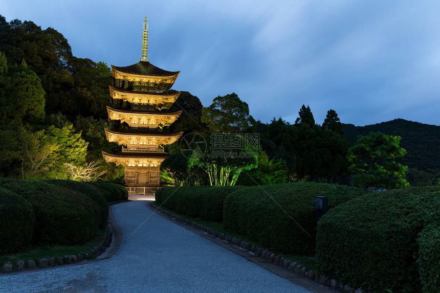 夜晚的琉璃光寺宝塔图片