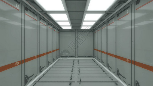3d科幻走廊和未来主义概念插图图片
