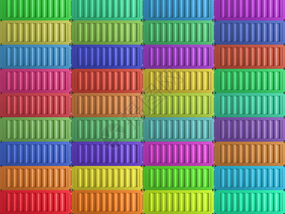 彩色容器的3d渲染堆高清图片