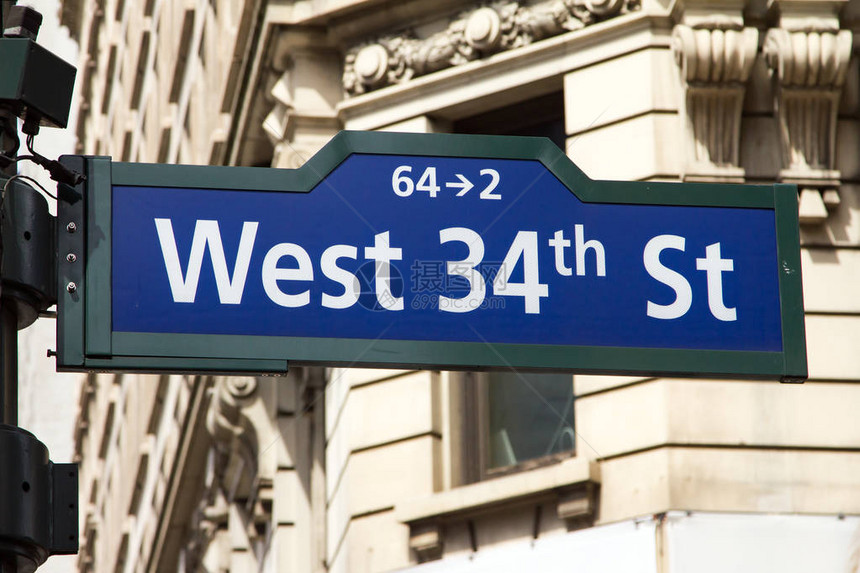 西34街西34街标志纽约州纽约市曼哈顿图片