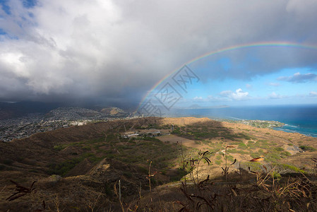 美国夏威夷钻石头的彩虹图片