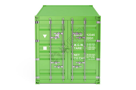 绿色货物集装箱前视野3D以图片