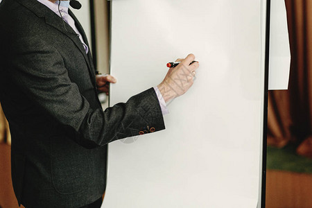 白板会议商业营销讲座辅导会的优雅讲人师高清图片