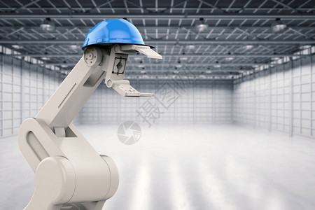 3D型机器人臂与安全头盔合成机械臂的维修工图片