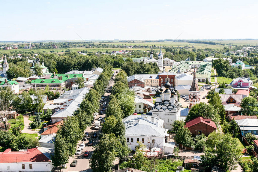 俄罗斯苏兹达尔市钟楼列宁街和圣安提图片